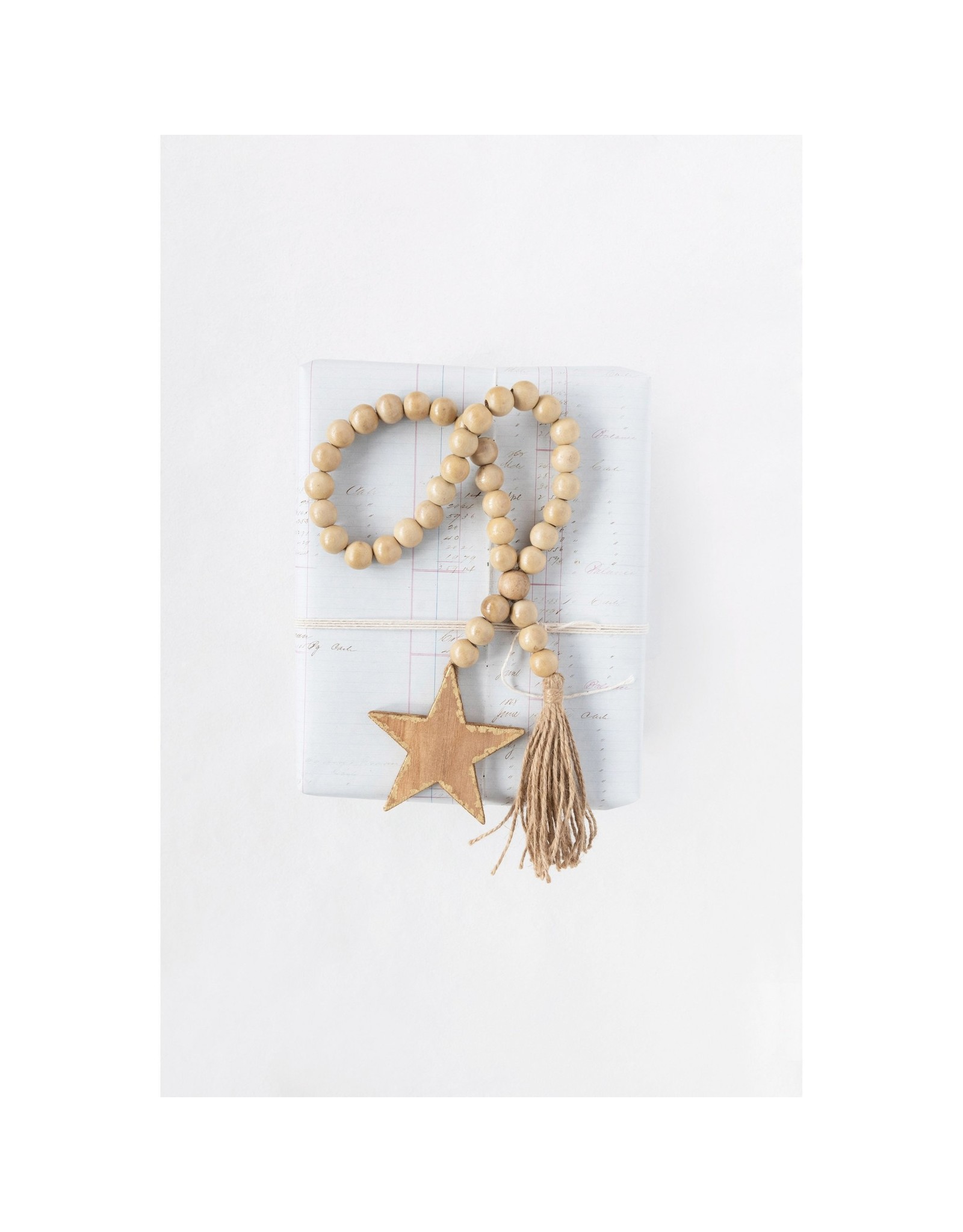 Wood Beads with Jute Tassel & Star