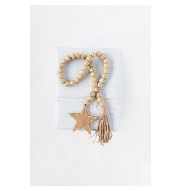 Wood Beads with Jute Tassel & Star