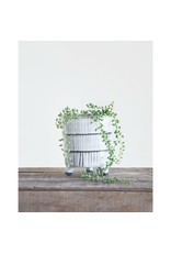 5" Round White & Black Glazed Pot