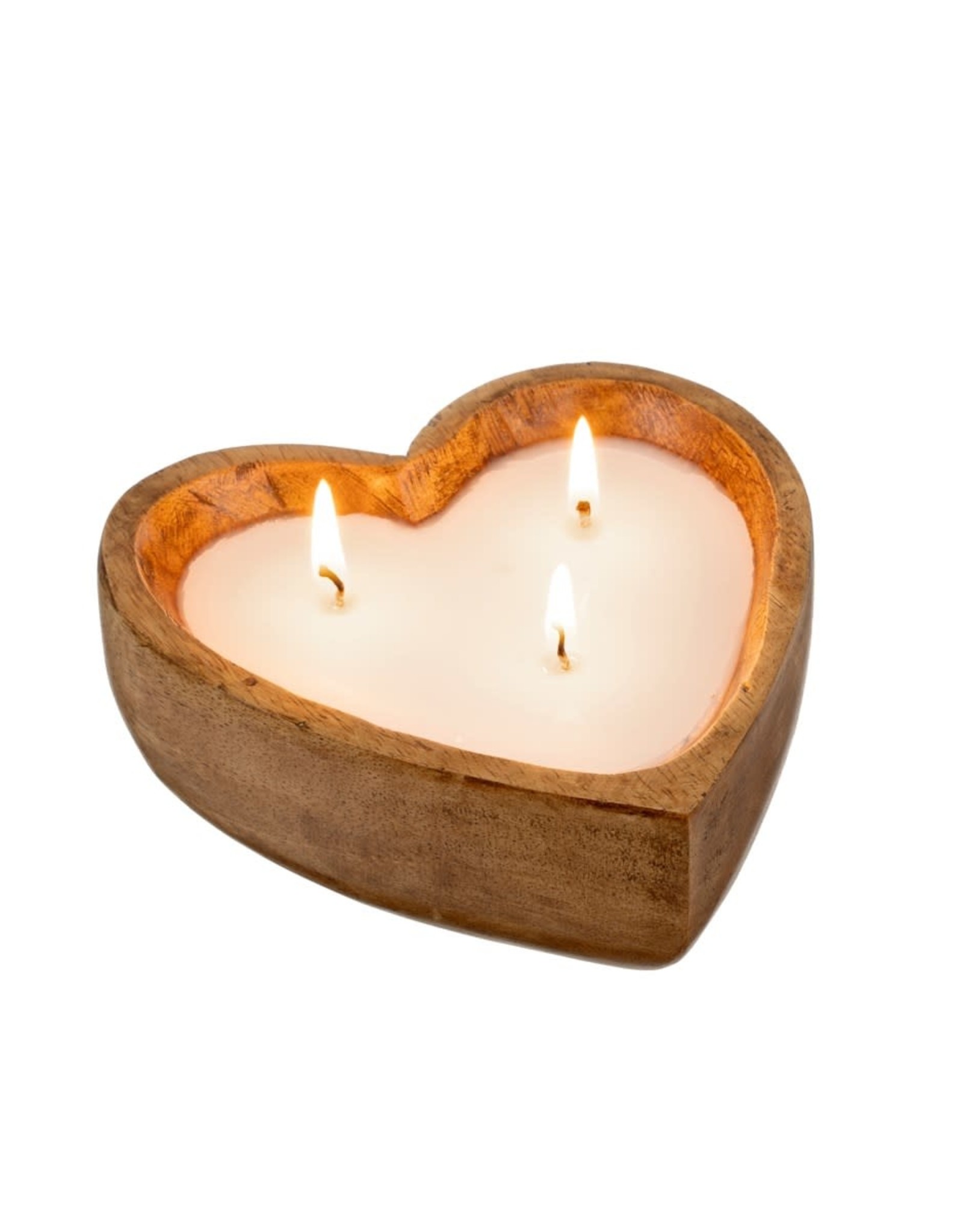 Wooden Heart Candle - Eucalyptus & Amber