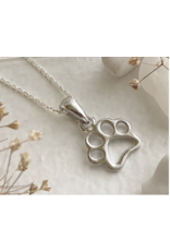 Paws Paw Print Pendant Necklace, Sterling Silver