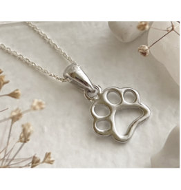 Pika & Bear Paws Paw Print Pendant Necklace, Sterling Silver