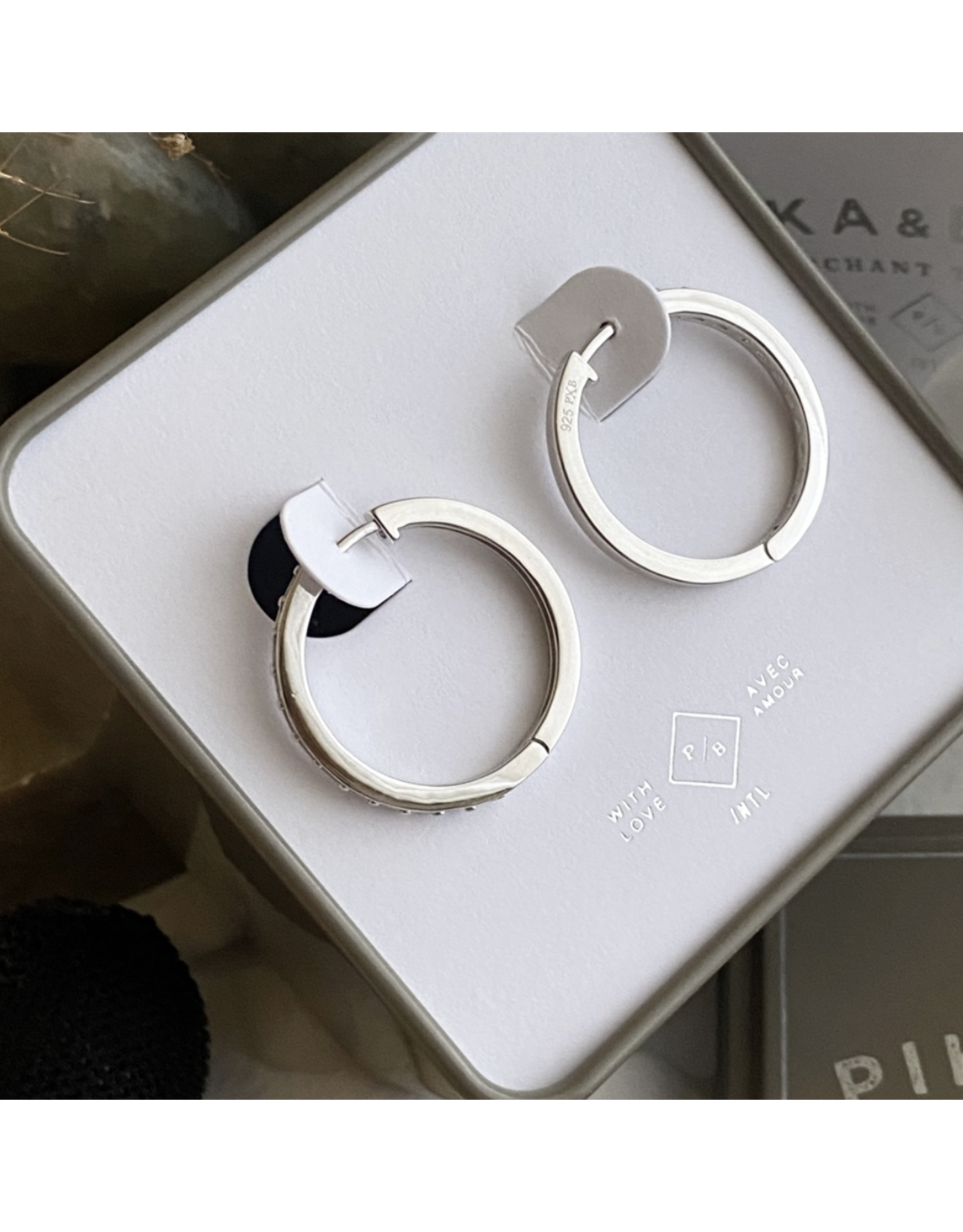 Pika & Bear San Dimas Baguette Hoop Earrings, Sterling Silver