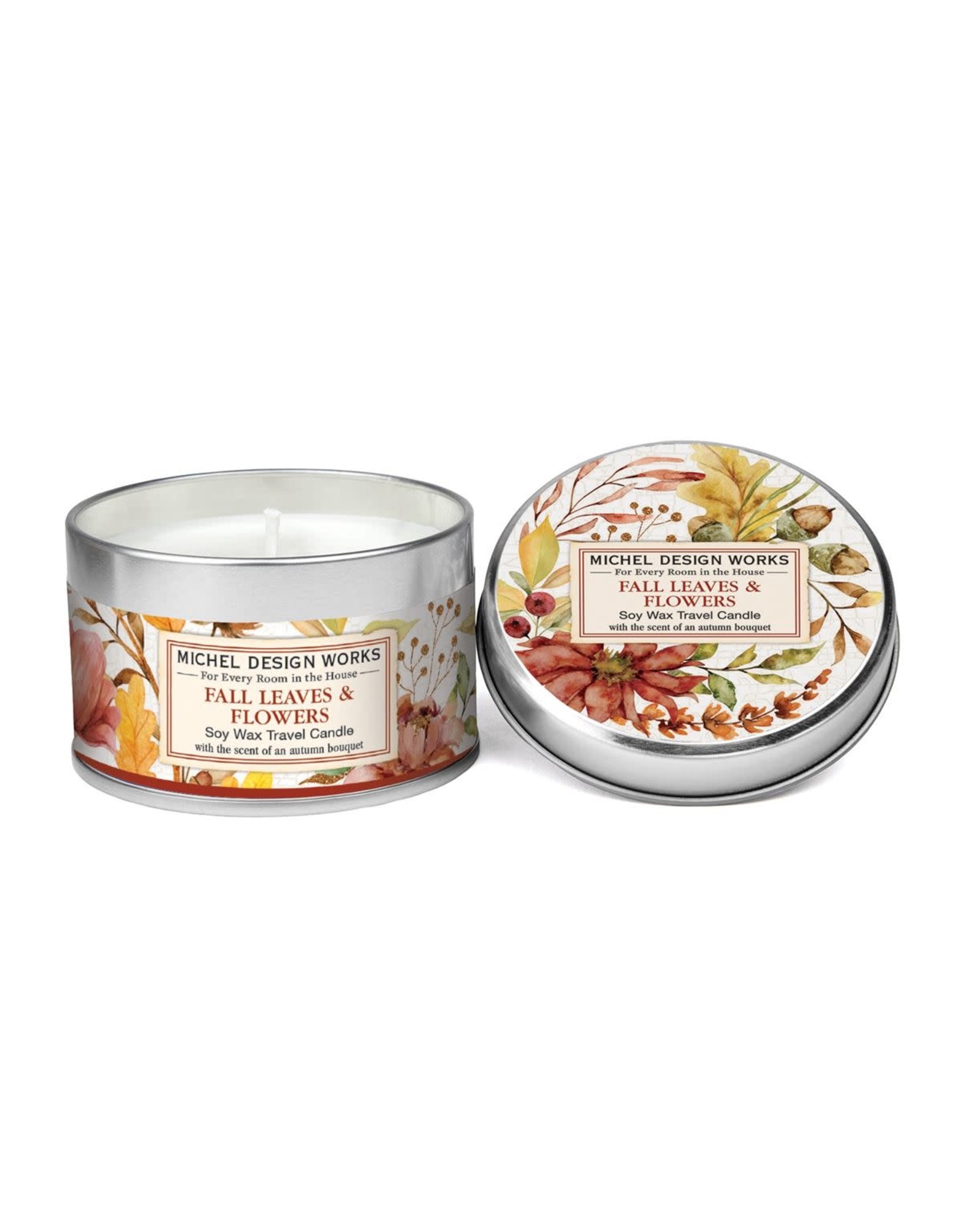 Michel Design Fall Leaves & Flowers Travel Candle