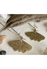 Pika & Bear Brass Moth Drop Earrings