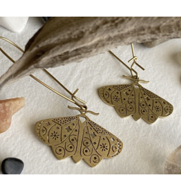 Pika & Bear Brass Moth Drop Earrings
