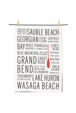 Lake Huron Names Tea Towel