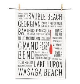 Lake Huron Names Tea Towel