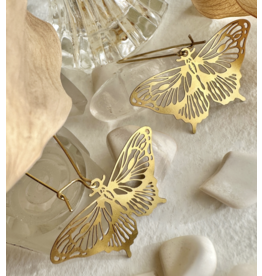 Pika & Bear Swallowtail Raw Brass Butterfly Drop Earrings