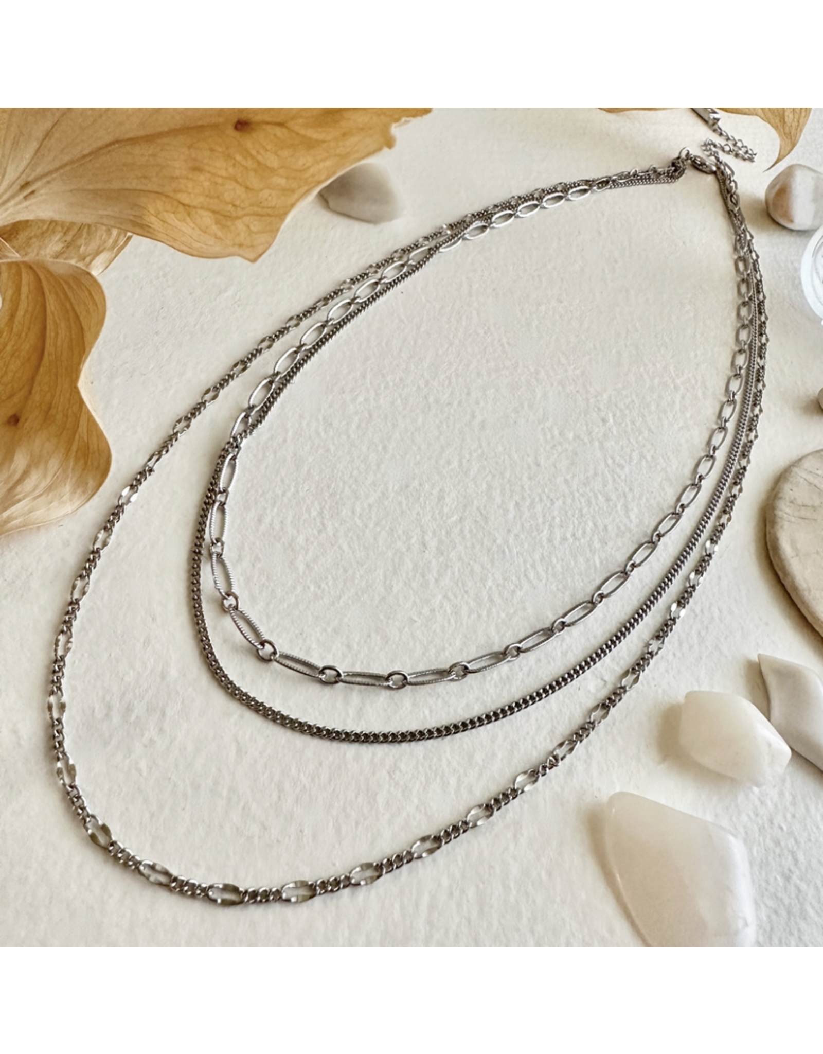 Pika & Bear Nanaimo Triple Layer Textured Chain Necklace