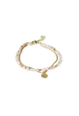 jj+rr Semi Precious Stone and Curb Chain Bracelet - Pink Aventurine