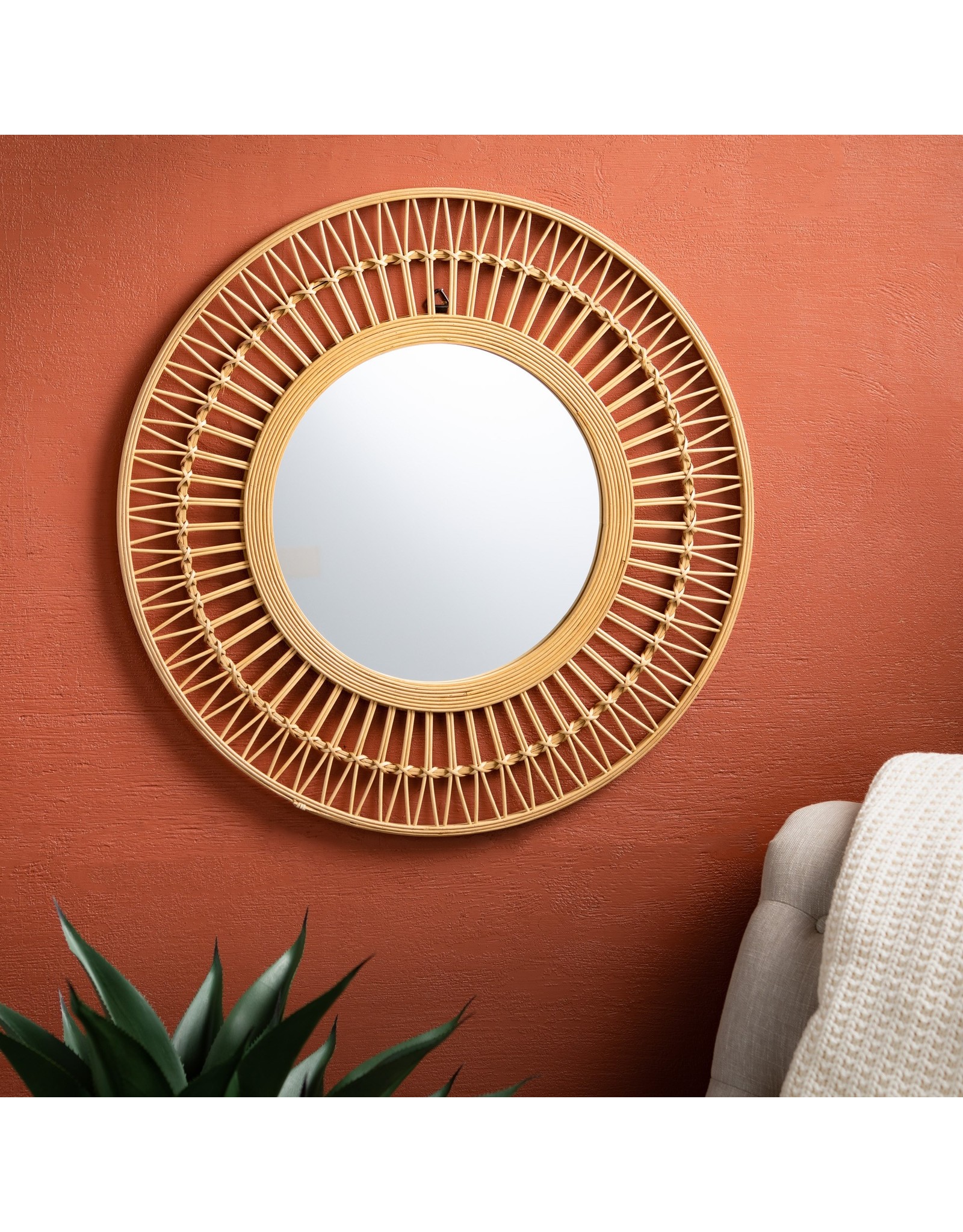 Rattan Round Mirror - 28"