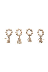 Round Wood Bead Napkin Rings - Set of 4