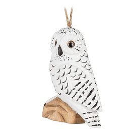 Snowy Owl Carved Ornament