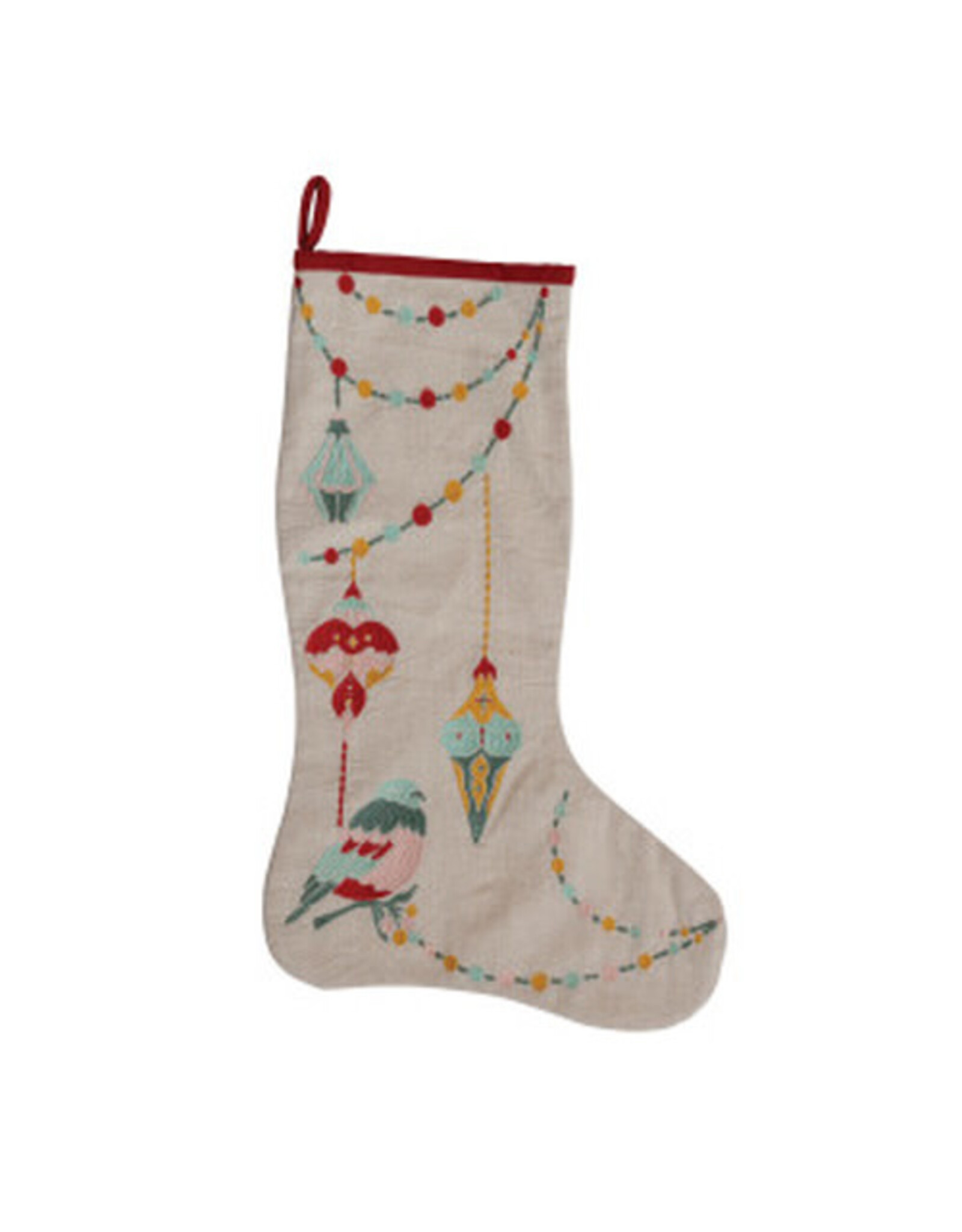 Cotton Printed Stocking With Embroidery