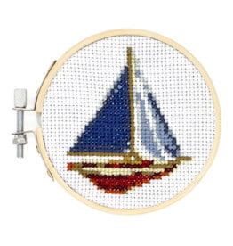 Mini Cross-Stitch Embroidery Kit - Sailboat