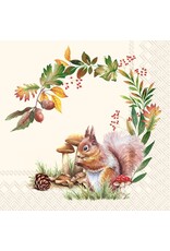 Squirrel In The Forest Cream Cocktail Paper Napkin