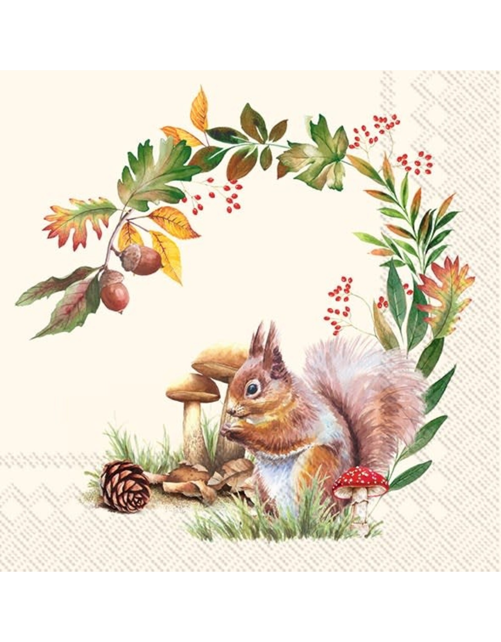 Squirrel In The Forest Cream Cocktail Paper Napkin