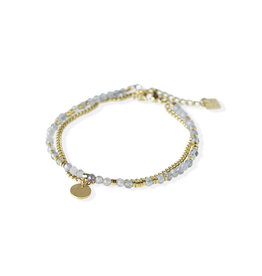 jj+rr Lily Double Bracelet - Curb Chain and Grey Labradorite