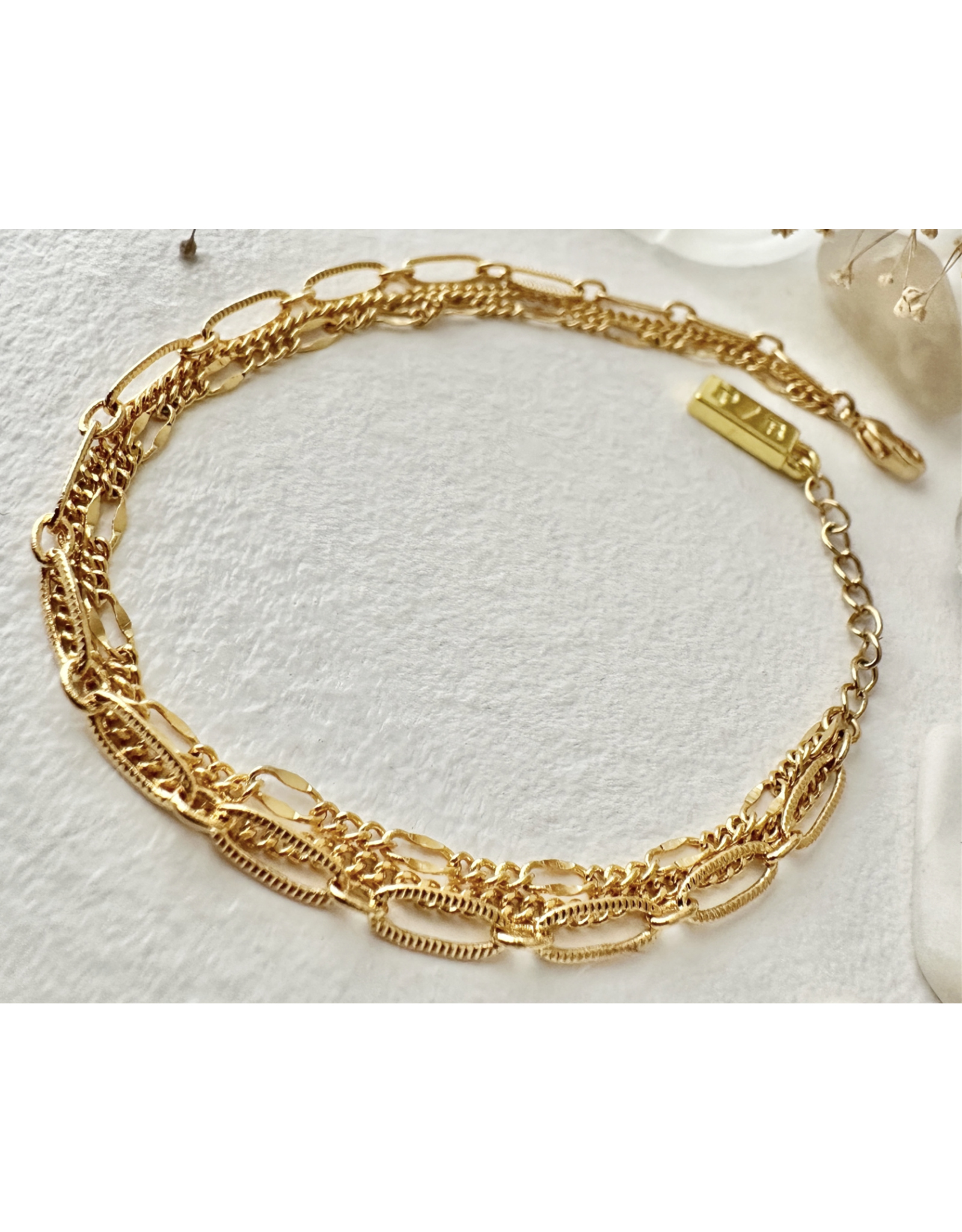 Pika & Bear Nanaimo Triple Layer Textured Gold Bracelet