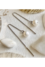 Pika & Bear Kino Freshwater Pearl Threader Earrings Silver