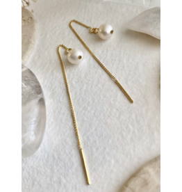 Pika & Bear Kino Freshwater Pearl Threader Earrings Gold