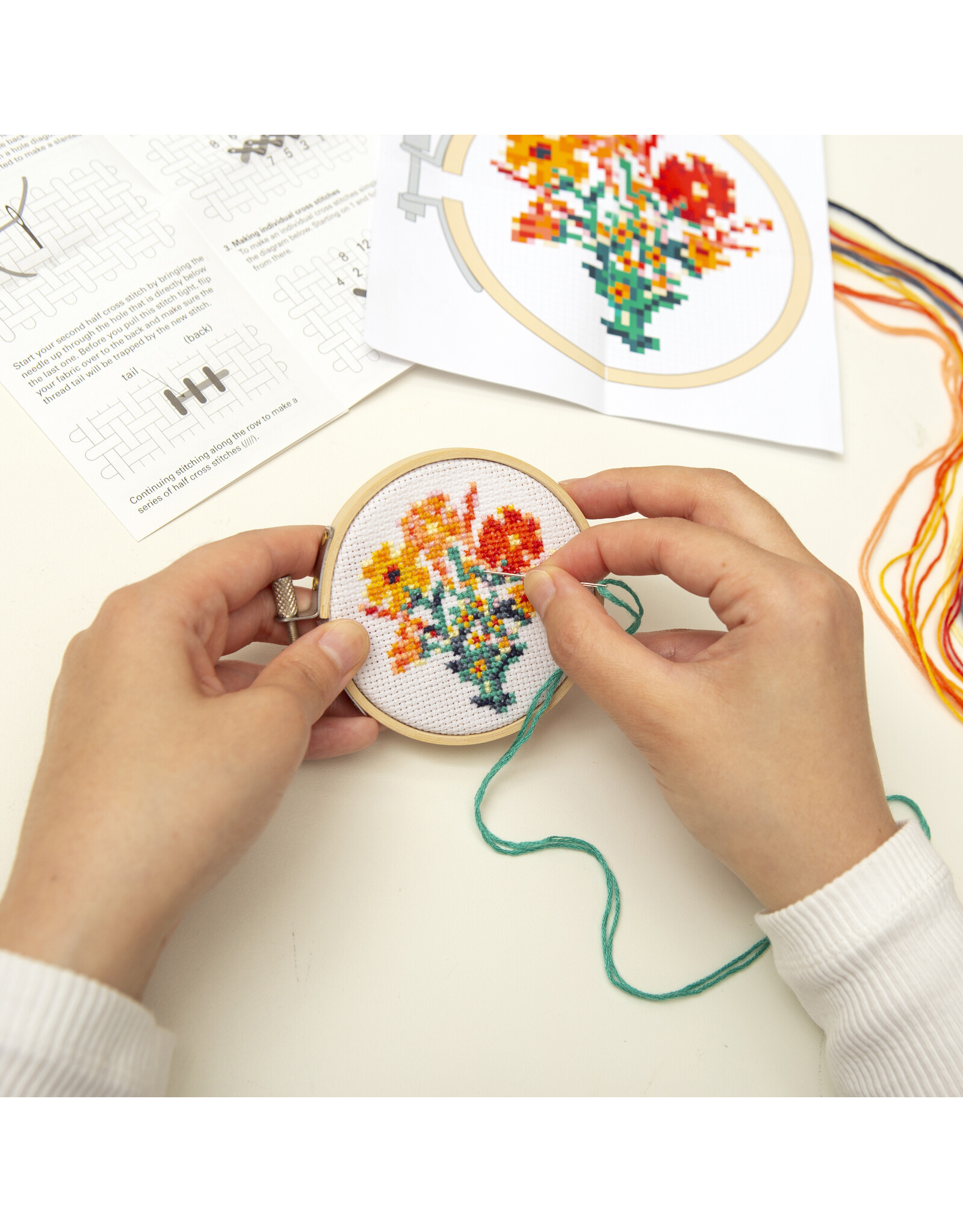 Mini Cross-Stitch Embroidery Kit - Flowers