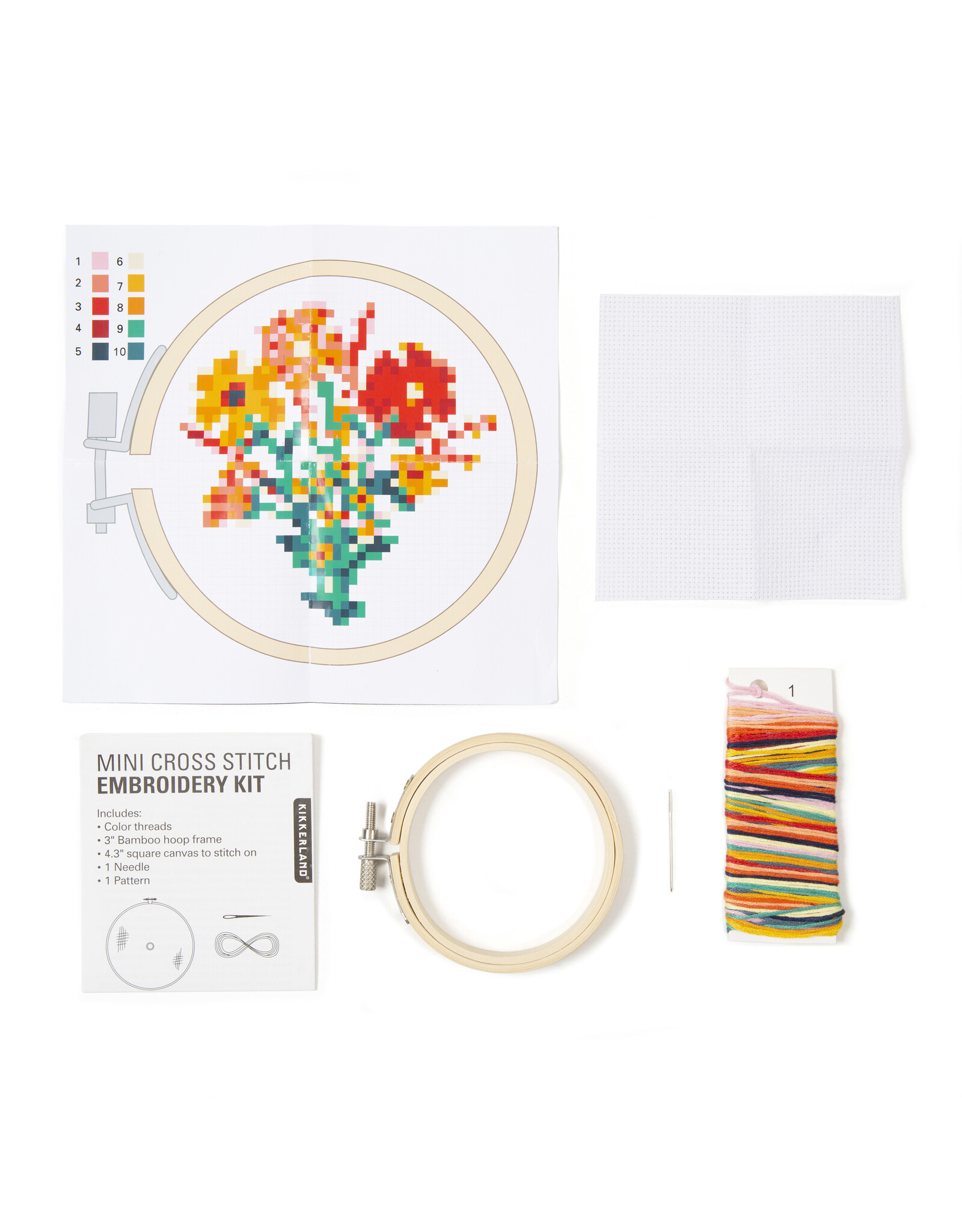 Mini Cross-Stitch Embroidery Kit - Flowers