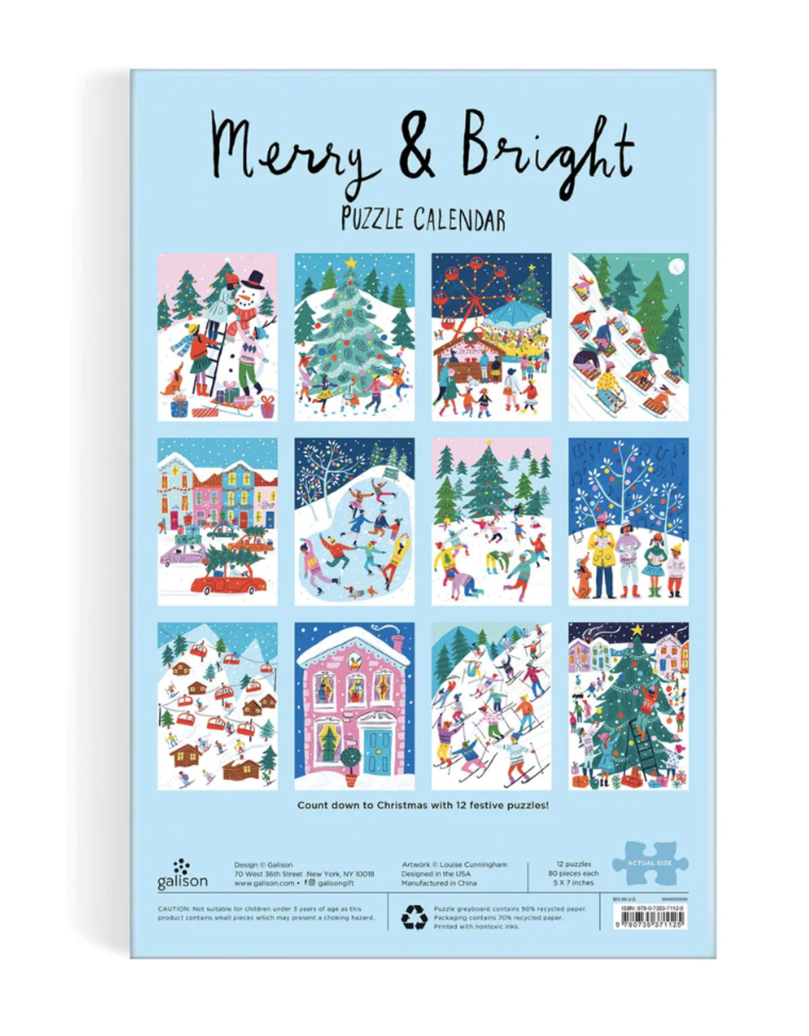 Merry And Bright - 12 Day of Christmas Advent Puzzle Calendar