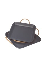 Rectangular Metal Tray w Jute Handles