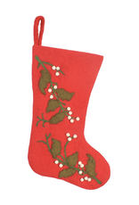 Red Felt Stocking with Berries
