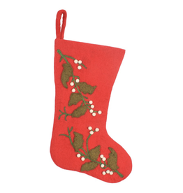 Red Felt Stocking with Berries