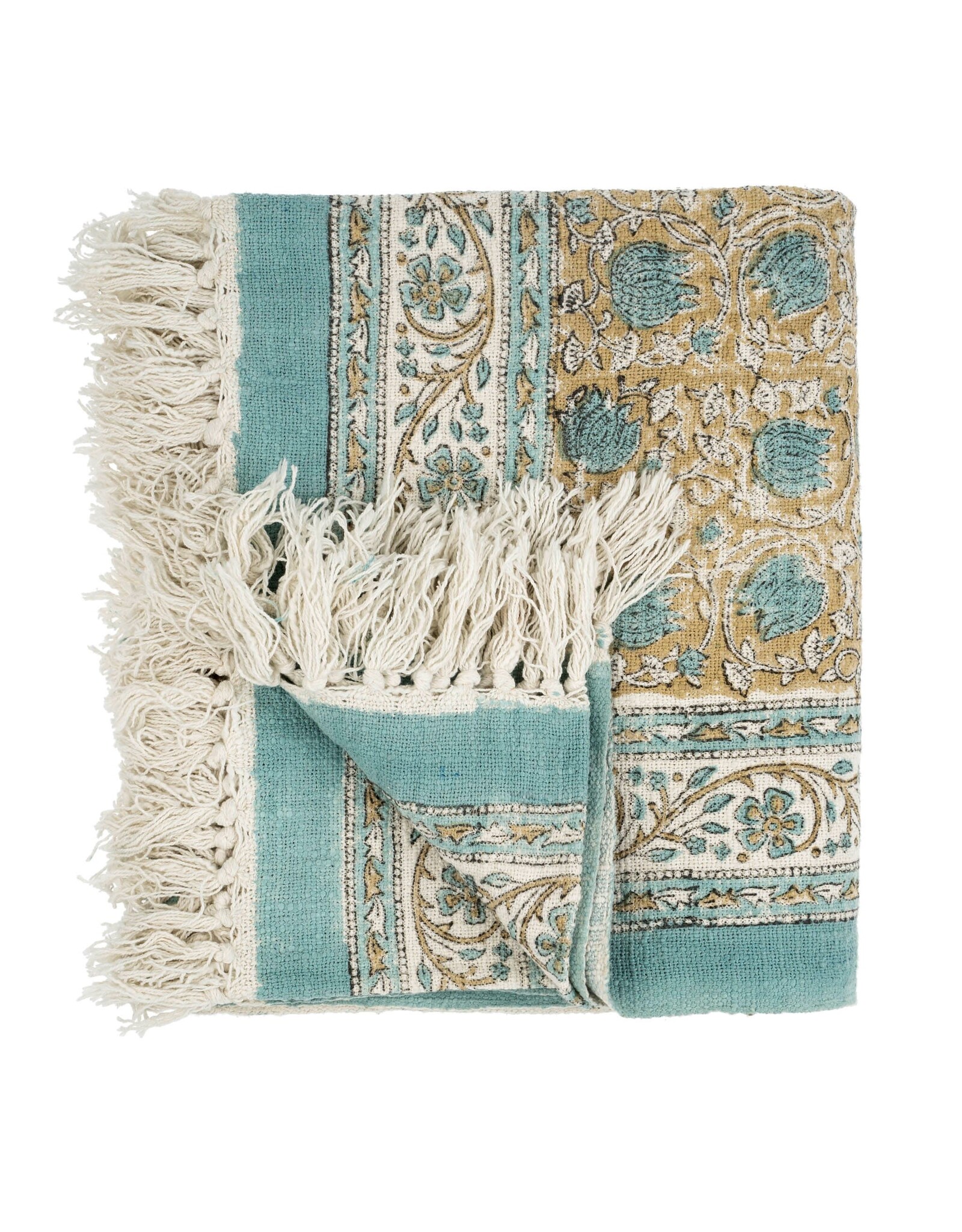 Cozumel Block Print Slub Tablecloth/Throw