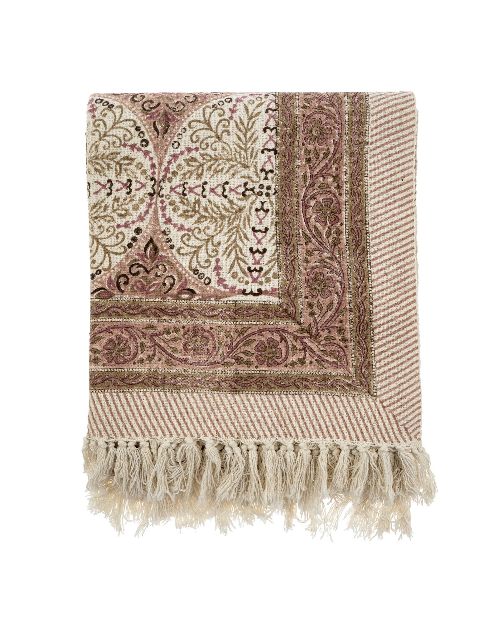 Sayulita Block Print Slub Tablecloth/Throw - Pink