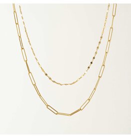 Arlo Paperclip Layered Necklace - Gold