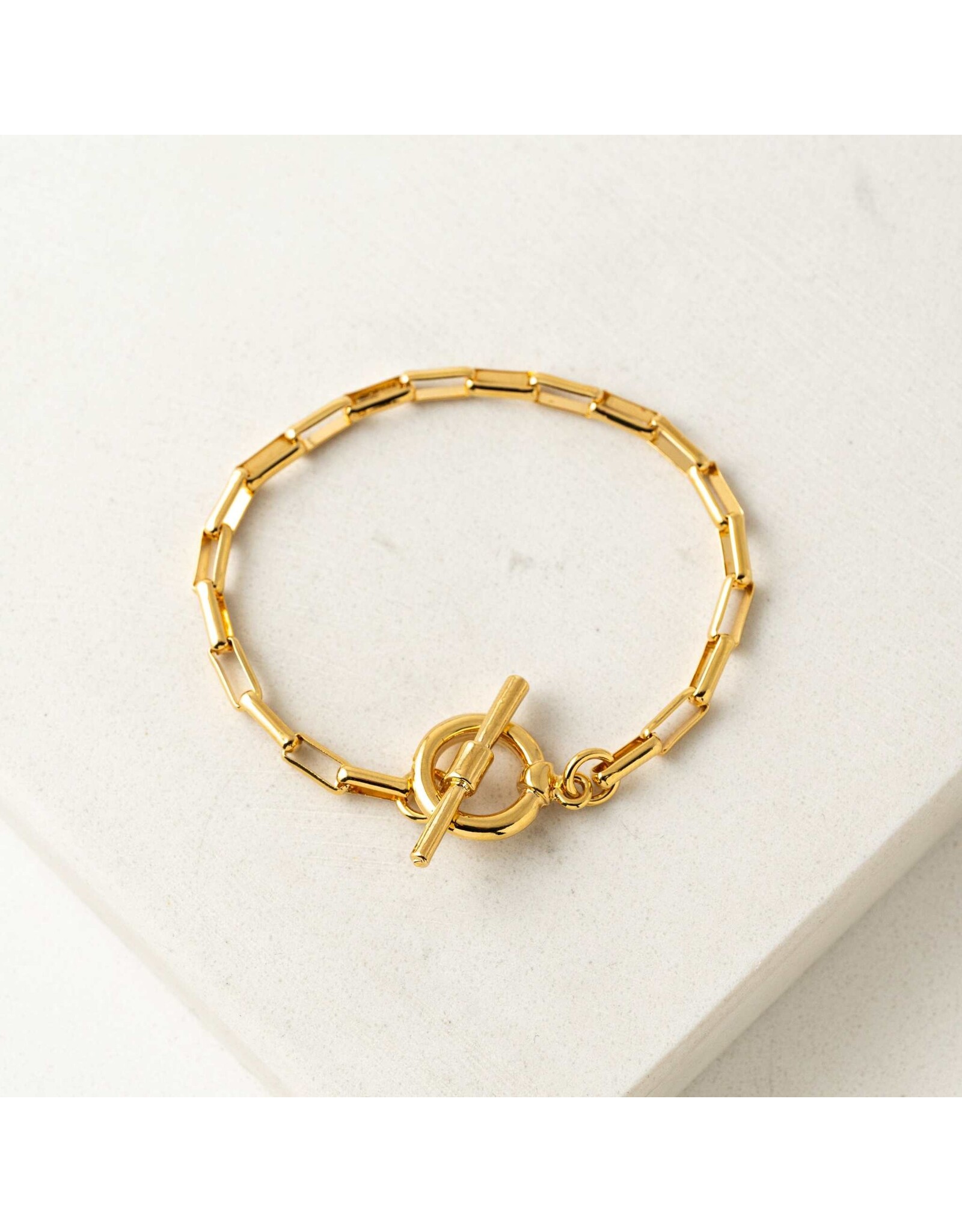 8" Staple Chain Toggle Bracelet - Gold