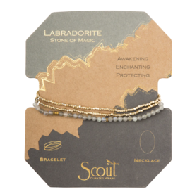 Scout Delicate Stone Bracelet/Necklace- Labradorite/Gold