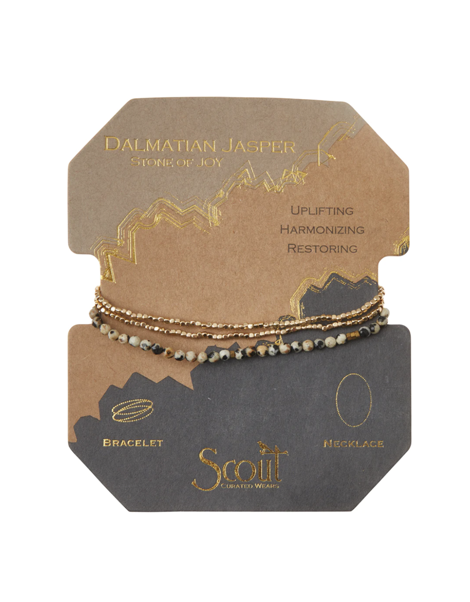 Scout Delicate Stone Bracelet/Necklace- Dalmation Jasper/Gold