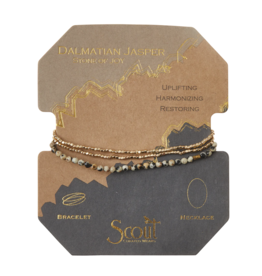 Scout Delicate Stone Bracelet/Necklace- Dalmation Jasper/Gold