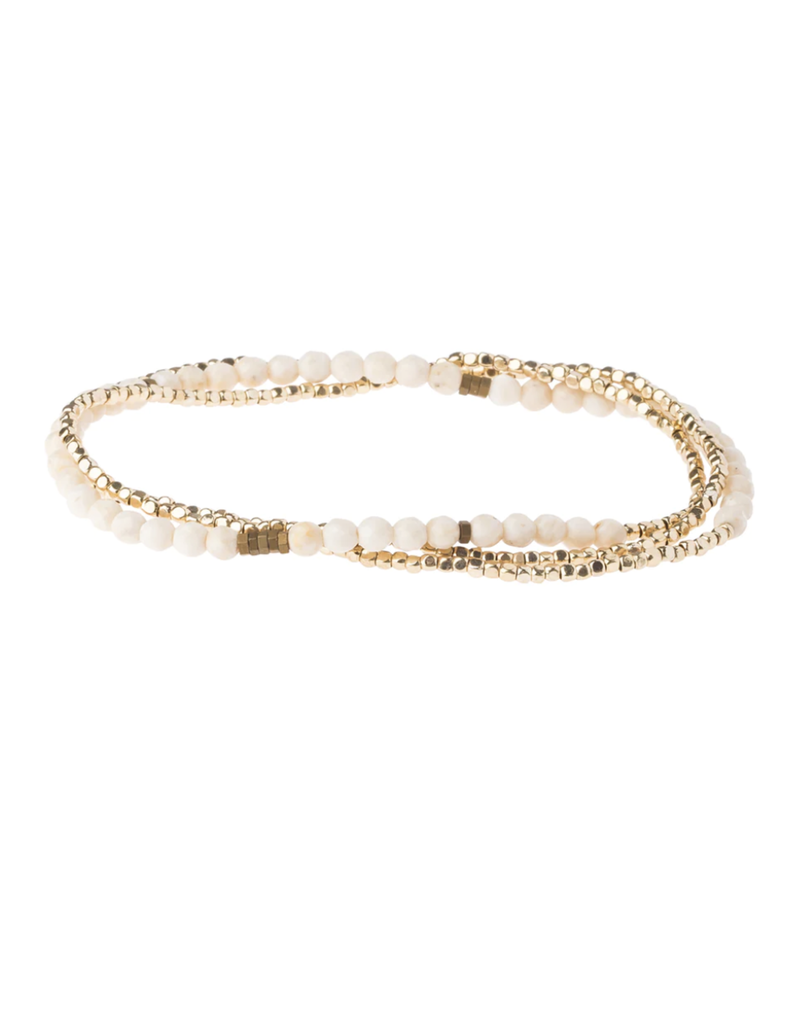 Scout Delicate Stone Bracelet/Necklace - White Fossil Jasper/Gold