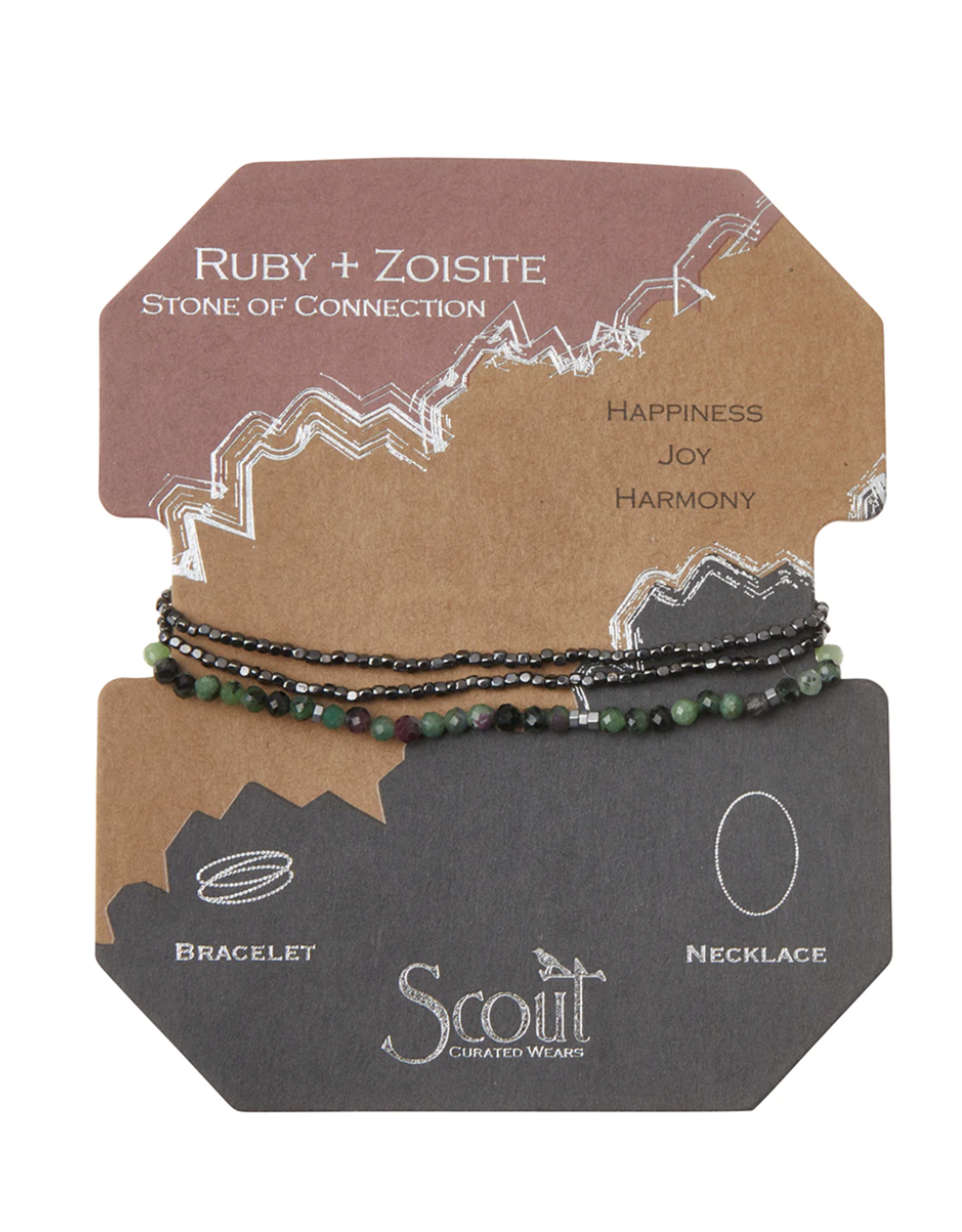 Scout Delicate Stone Bracelet/Necklace - Ruby  Zoisite/Hematite