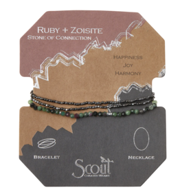 Scout Delicate Stone Bracelet/Necklace - Ruby  Zoisite/Hematite