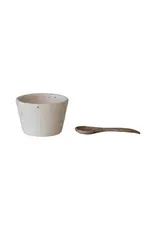 Stoneware Bowl with Mango Spoon