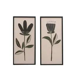 Framed Textured Paper Wall Décor - Black & Cream Flower