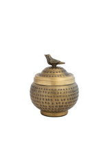 Hammered Metal Container with Bird Finial