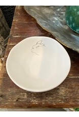 Round Stoneware Bowl w/Rabbit
