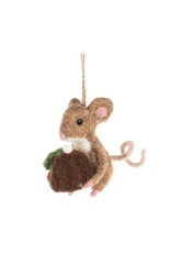 Mouse With Christmas Pudding Ornament