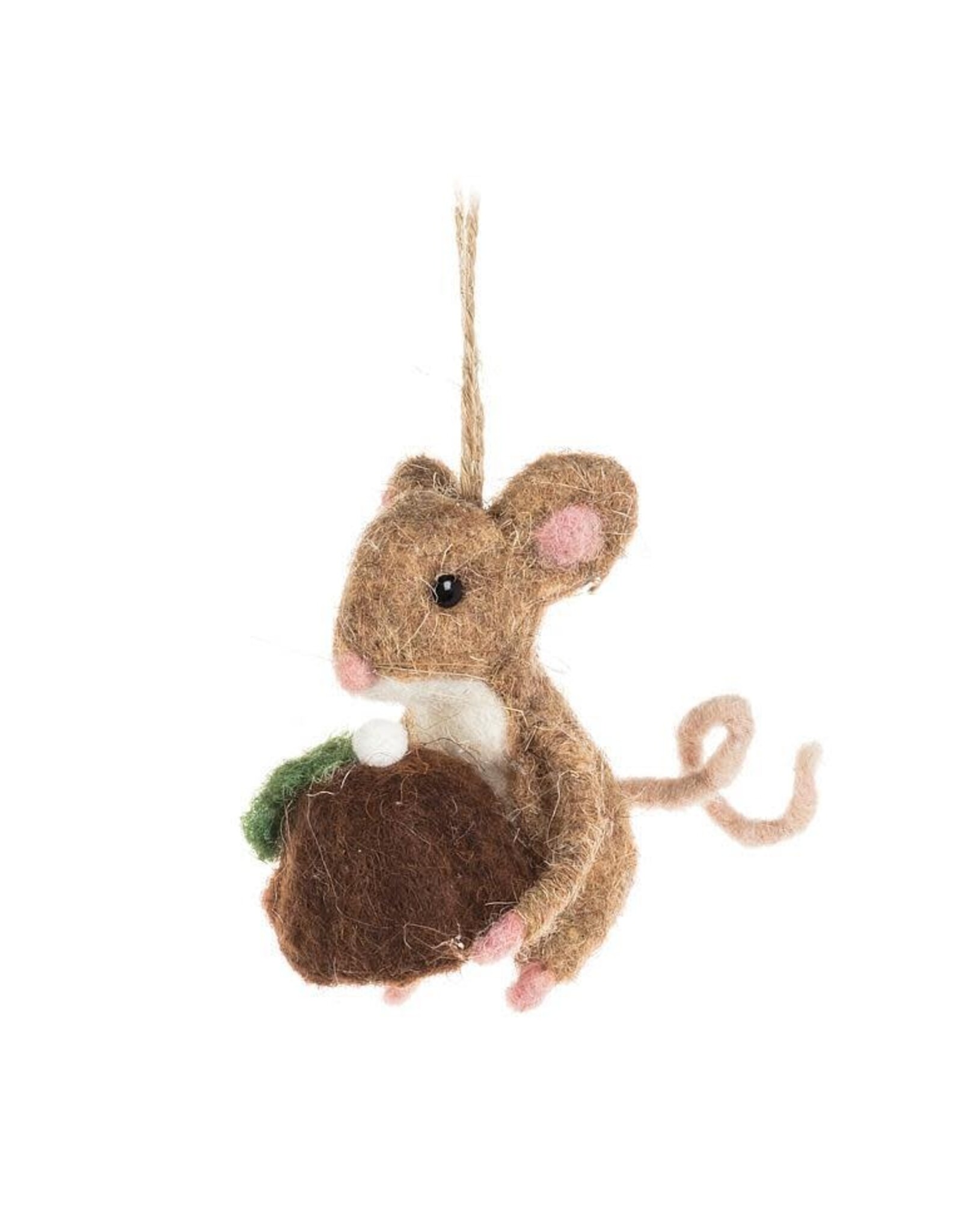 Mouse With Christmas Pudding Ornament