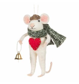 Winter Mouse - Heart & Bell Ornament
