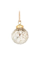 Silver Glass Emboss Ball Ornament
